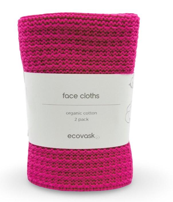 Face cloth 2pk raspberry- ecovask