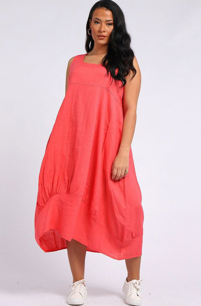 Gabriella linen dress coral