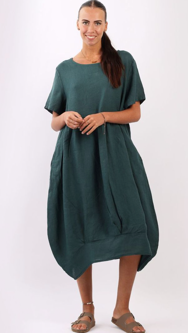 Mila linen dress dark teal