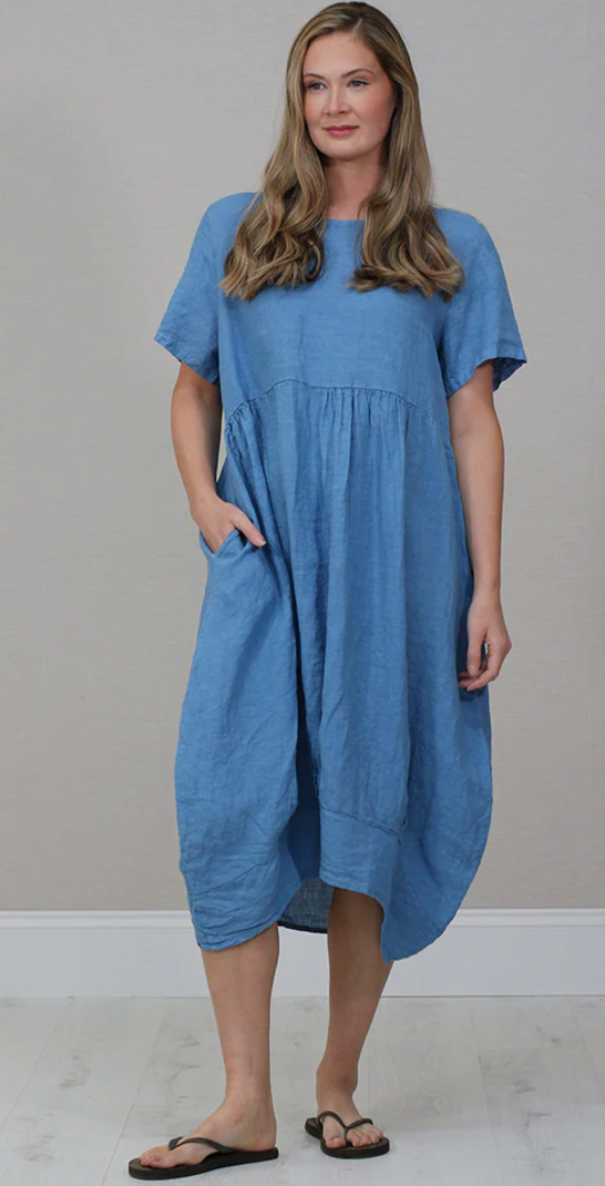 Mila linen dress denim blue