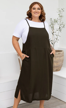 Load image into Gallery viewer, Freez khaki apron dress
