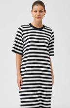 Load image into Gallery viewer, Studio stripe tshirt dress ebony
