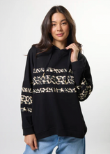 Load image into Gallery viewer, Newport hoodie black leopard icon stripe
