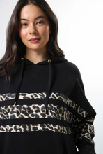Load image into Gallery viewer, Newport hoodie black leopard icon stripe
