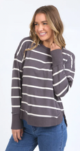 Load image into Gallery viewer, Farrah stripe long sleeve dark grey
