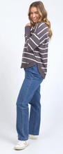 Load image into Gallery viewer, Farrah stripe long sleeve dark grey
