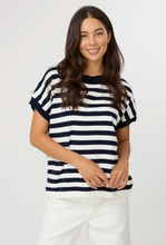 Load image into Gallery viewer, Gwen tee milk/midnight stripe
