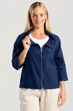Load image into Gallery viewer, Victoria zip front jacket - nickel zip midnight ink
