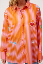 Load image into Gallery viewer, Mykonos embroidered stripe shirt pink
