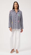 Load image into Gallery viewer, Mykonos embroidered stripe shirt navy
