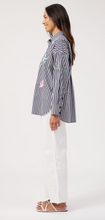 Load image into Gallery viewer, Mykonos embroidered stripe shirt navy
