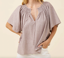 Load image into Gallery viewer, Lyndell shirred top - taupe

