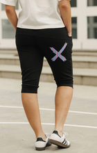 Load image into Gallery viewer, 3/4 Apartment pants Black with blue haven stripe X
