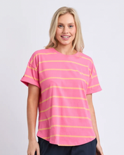 Load image into Gallery viewer, Halli tee pink lemonade stripe
