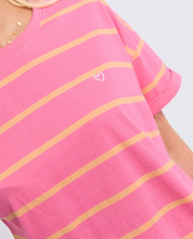 Load image into Gallery viewer, Halli tee pink lemonade stripe
