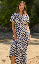 Load image into Gallery viewer, Vittoria dress indigo geo

