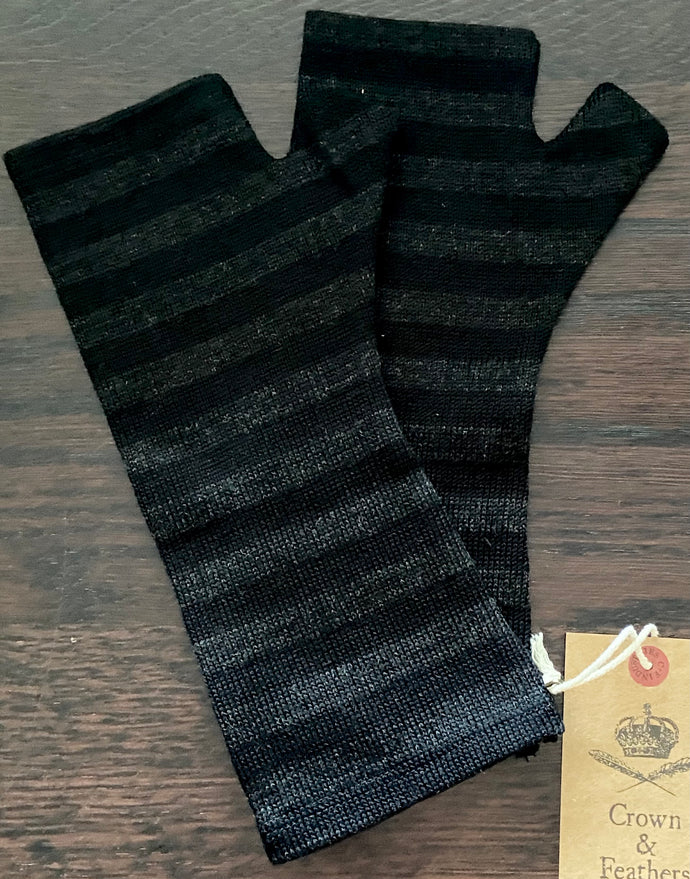 Merino Gloves Black & Charcoal Stripe