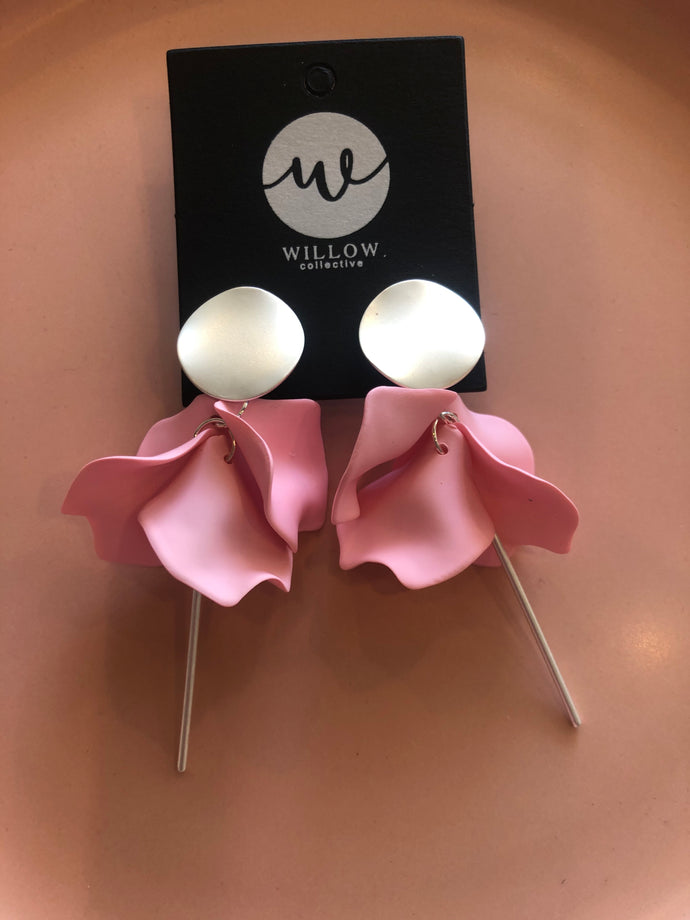 Willow earrings flora dangles light pink - Silver