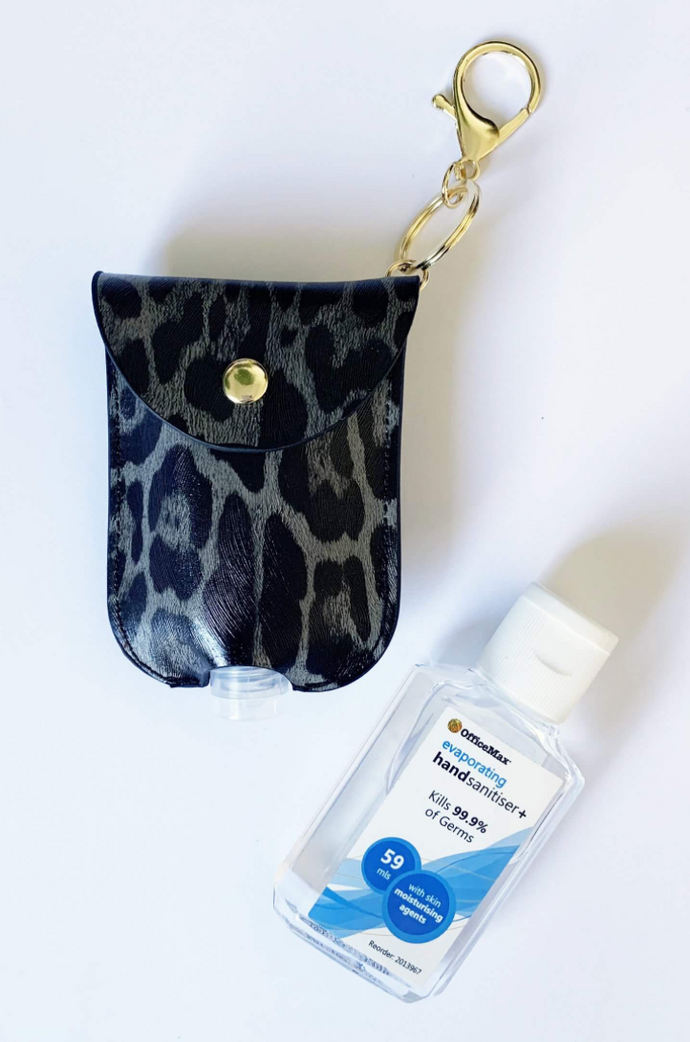 Stella + Gemma Sanitiser Holder- Black Leopard