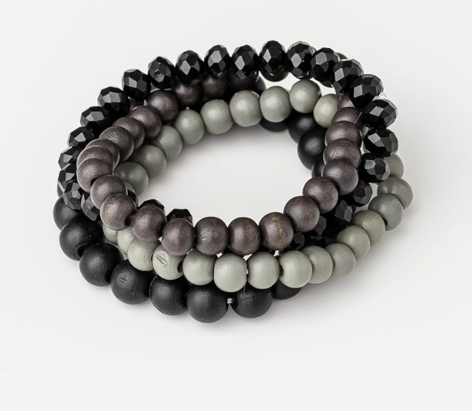 Bracelet set 4 grey/black