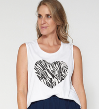 Load image into Gallery viewer, White zebra heart tank
