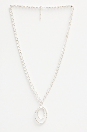 Chunky Silver double oval Necklace