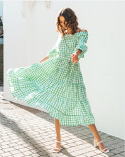 Load image into Gallery viewer, Green gingham dress
