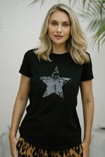 Load image into Gallery viewer, Sequin tee black w black star
