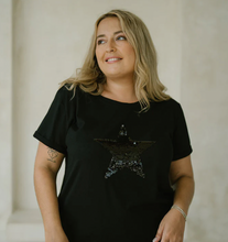 Load image into Gallery viewer, Sequin tee black w black star
